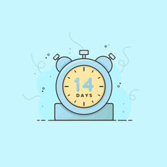 14 days announcement clock, timer vector time symbol. 14 days vector icon flat illustration.