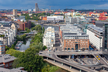 Aerial view of Stockholm on a sunny day.