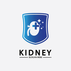 Kidney Shield Logo Template Design Vector, Emblem, Design Concept, Creative Symbol, Icon.