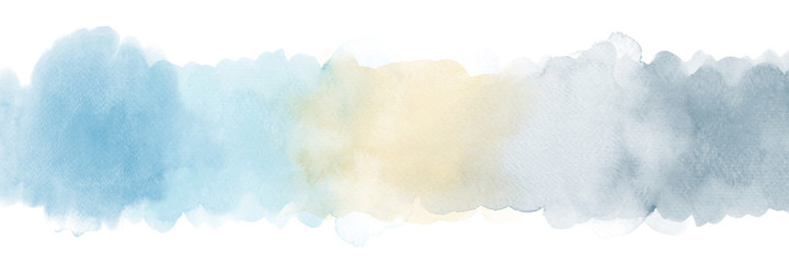 Fototapeta premium Light blue and gray gradient painted watercolor abstract background