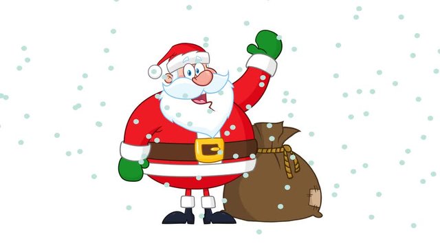 Santa Claus Cartoon Character Waving. 4K Animation Video Motion Graphics Without Background