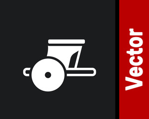 White Ancient Greece chariot icon isolated on black background. Vector.