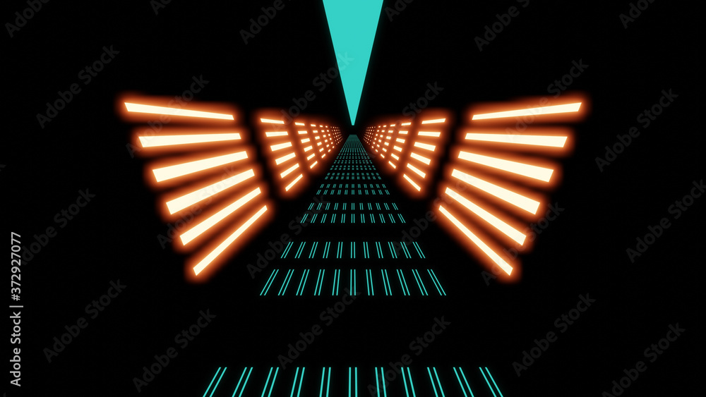 Poster illustration graphic of abstract energy tunnel with beautiful lighting in space. sci-fi seamless loo