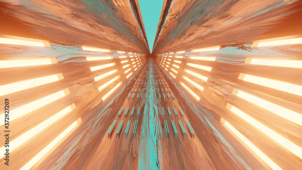 Poster illustration graphic of abstract energy tunnel with beautiful lighting in space. sci-fi seamless loo