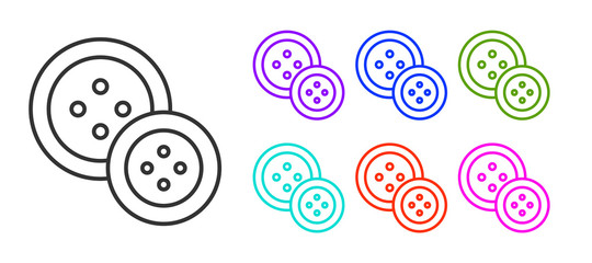 Black line Sewing button for clothes icon isolated on white background. Clothing button. Set icons colorful. Vector Illustration.