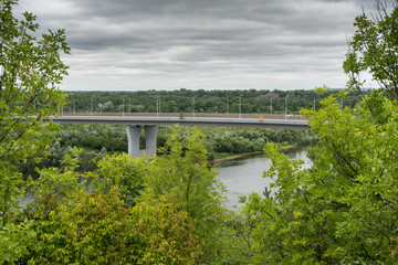 Automobile bridge over the Belaya river in the Republic of Bashkortostan, Ufa