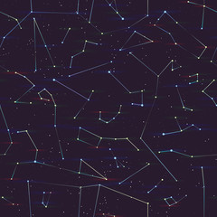 Abstract seamless pattern. Night sky with constellation. Space background. Cosmos. Eps10 vector.