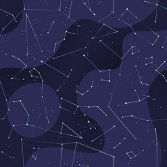 Abstract seamless pattern. Night sky with constellation. Space background. Cosmos. Eps10 vector.
