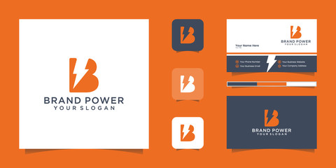 Letter b logo power and business card © Royin