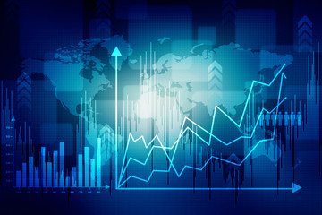 2d rendering Stock market online business concept. business Graph 