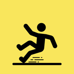 Fototapeta na wymiar Wet Floor sign, slippery floor icon with falling man in modern rounded style