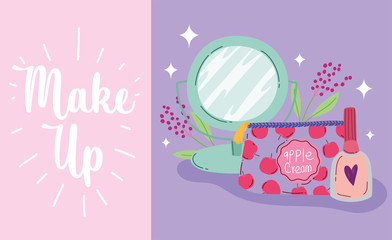 makeup cosmetics product fashion beauty eyeshadow palette mirror nail polish