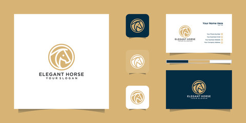 Elegant king horse with stylish graphic design and name card inspiration luxury design logo and business card