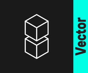 White line Blockchain technology icon isolated on black background. Cryptocurrency data. Abstract geometric block chain network technology business. Vector.