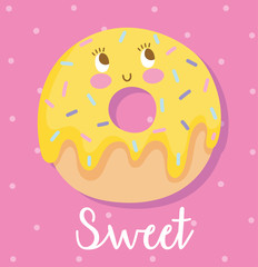 cute food nutrition cartoon character sweet donut dessert
