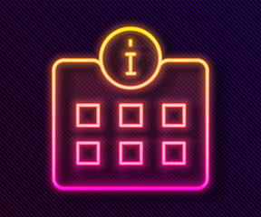 Glowing neon line Information icon isolated on black background. Vector.