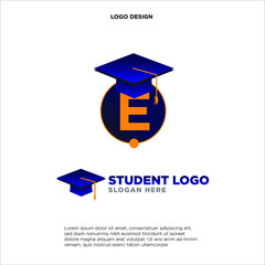 Colorful Letter E with graduation hat incorporated in it With for Initial Letter Logo For Your Company Name, Alphabet Logo Template Ready For Use, Modern Initial Logo