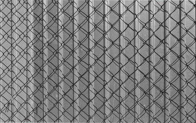 Fence made of iron sheet and chain-link mesh