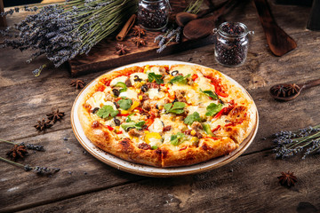 Italian fresh baked fluffy dough pizza