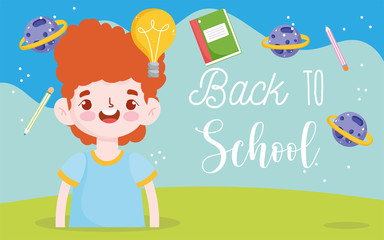 back to school, student boy lesson elementary education cartoon