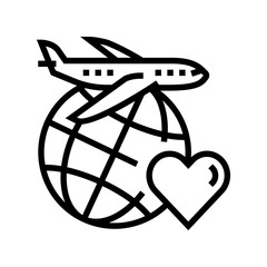 love for traveling line icon vector. love for traveling sign. isolated contour symbol black illustration