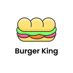 fast food flat vector icon of hamburger