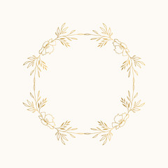 Elegant floral frame. Golden design. Vector illustration.