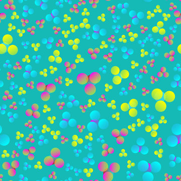 Seamless, Vector Abstract Colorful Image. Stylized Yellow-Red Balls On a Green-Blue Background