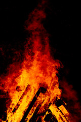 Bonfire of red fire made during the celebration of the feast of Sant Joan