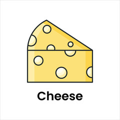 Dairy product, flat vector icon of Swiss cheese