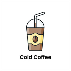 Take away frappe coffee flat vector icon