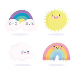 rainbows clouds sun spring season nature cartoon decoration