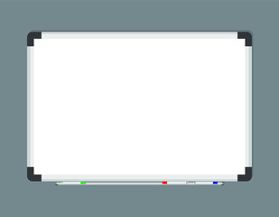 Empty white marker board on transparent background. Realistic office Whiteboard. Vector illustration