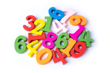 Fototapeta premium Math Number colorful on white background, education study mathematics learning teach concept.