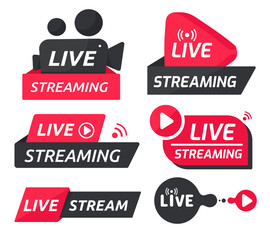 Live streaming symbol set Online broadcast icon The concept of live streaming for selling on social media.
