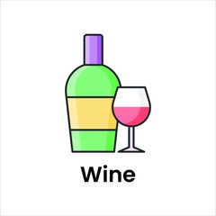 Celebration drink with champagne glass flat vector icon