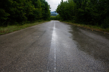 Fototapeta na wymiar Wet road with no cars