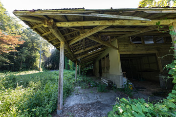 放棄され廃屋になった木造の建物