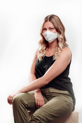 Beautiful women with protect mask on her face