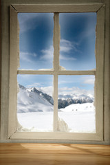 Winter sill background of free space and mountains landscape 