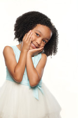 Fototapeta na wymiar Adorable African American Young Girl with Cute Facial Expression