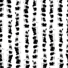 Vertical broken up grunge lines in random geometric tribal design. Seamless vector pattern on earthy brown background. Great for wellbeing, food products, summer, packaging, stationery, texture, blog