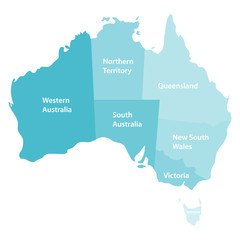 Australia map, Australia map icon in monochrome blue color. , cartoon illustration