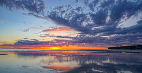 sunset over the lake