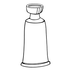 Space cute tube of paint isolate on white for coloring pages. Doodle contour line digital art. Print for sticker, tattoo, banner, poster, postcard, wrapping paper, web, fabrics.