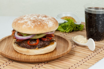 Tasty Argentine Burger With Meat And Chorizo.