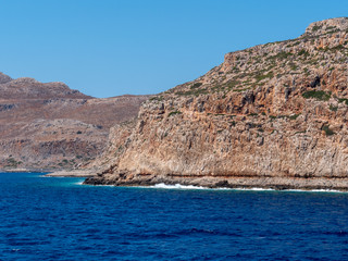 Fototapeta na wymiar View of beautiful rocks from sea in Crete