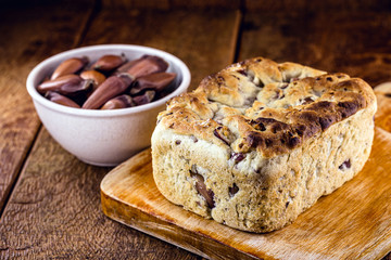 homemade vegan bread, made with pine nuts, without products of animal origin.