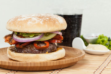 Tasty Argentine Burger With Meat And Chorizo.