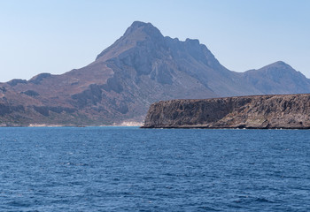 View of beautiful rocks from sea in Crete